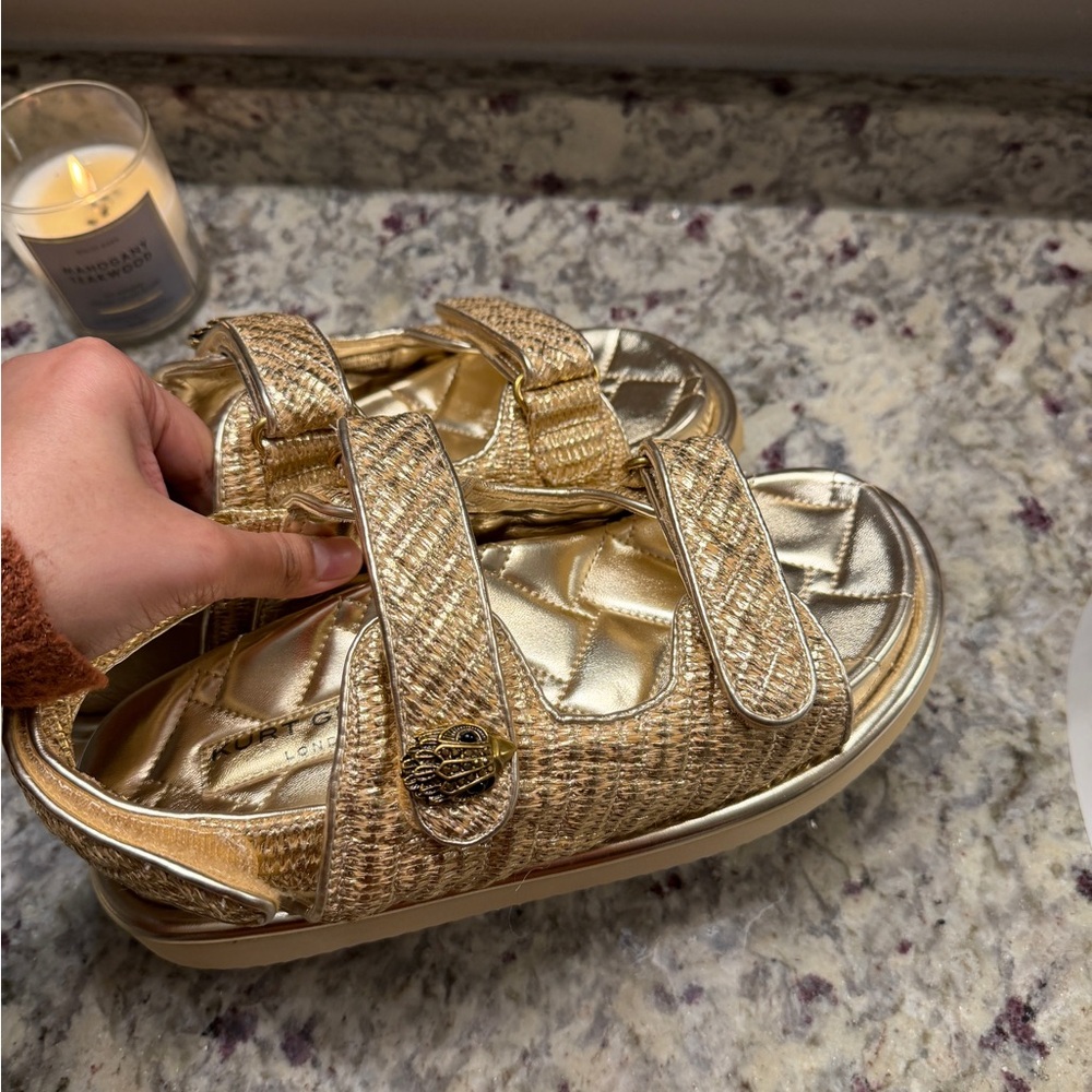 Kurt Geiger Metallic Gold Quilted Slide Sandals 38.5 - Picture 5 of 10